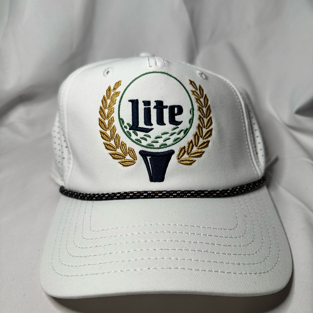 White and Gold miller lite cap